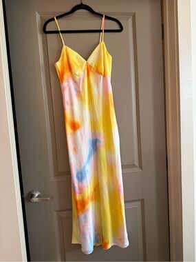Diane Von Furstenberg Yellow Slip Dress with Pastel Accents